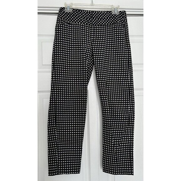 Elle Mid Rise Black & White Check Straight Leg Cropped Pants Women's Size 2 - Picture 1 of 16